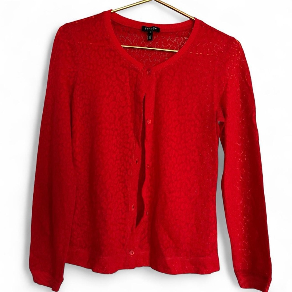 ESCADA Sport lace button up cardigan not as bright red as pic reflects